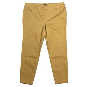 Sukp Jeans Mustard Yellow Pull on Flat Front 3 Pocket Ankle Cropped Pants 18